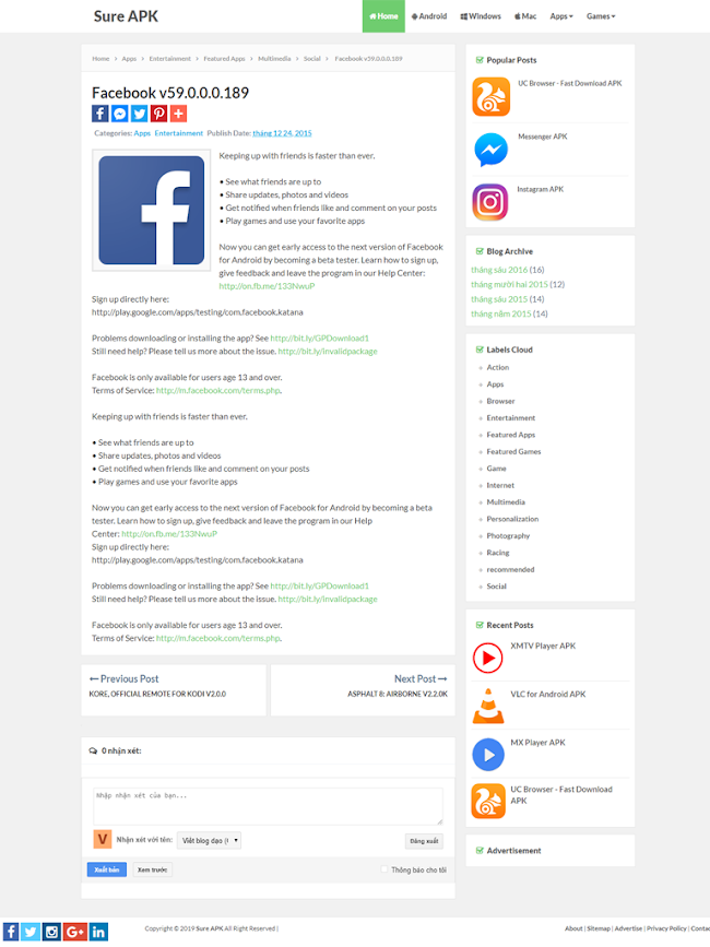Sure APK Blogger Template